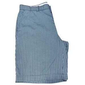 Castaway Shorts Woven Micro Check Green Navy Blue Mens‎ Golf Resort Classic